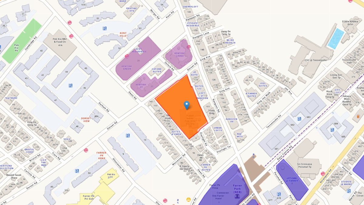 Map of Dorset Road GLS site in District 8 Singapore near Farrer Park MRT and city fringe area